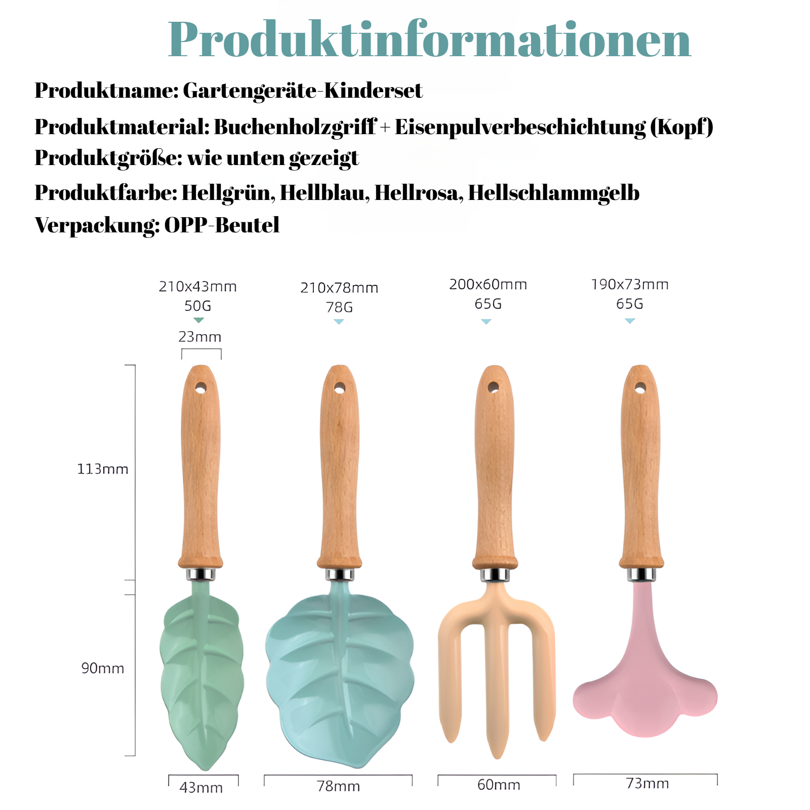 Kinder-Garten-Pflanzwerkzeug-Set, Graben, Schlammschaufel, Drehen, Bodenharke, Pflanzen von Blumen, 