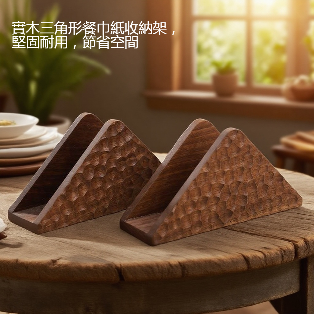 實木三角形餐巾紙收納架