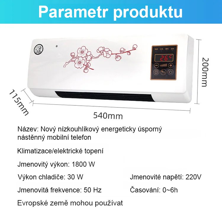 Domácí nástěnná klimatizace s funkcí chlazení a vytápění.