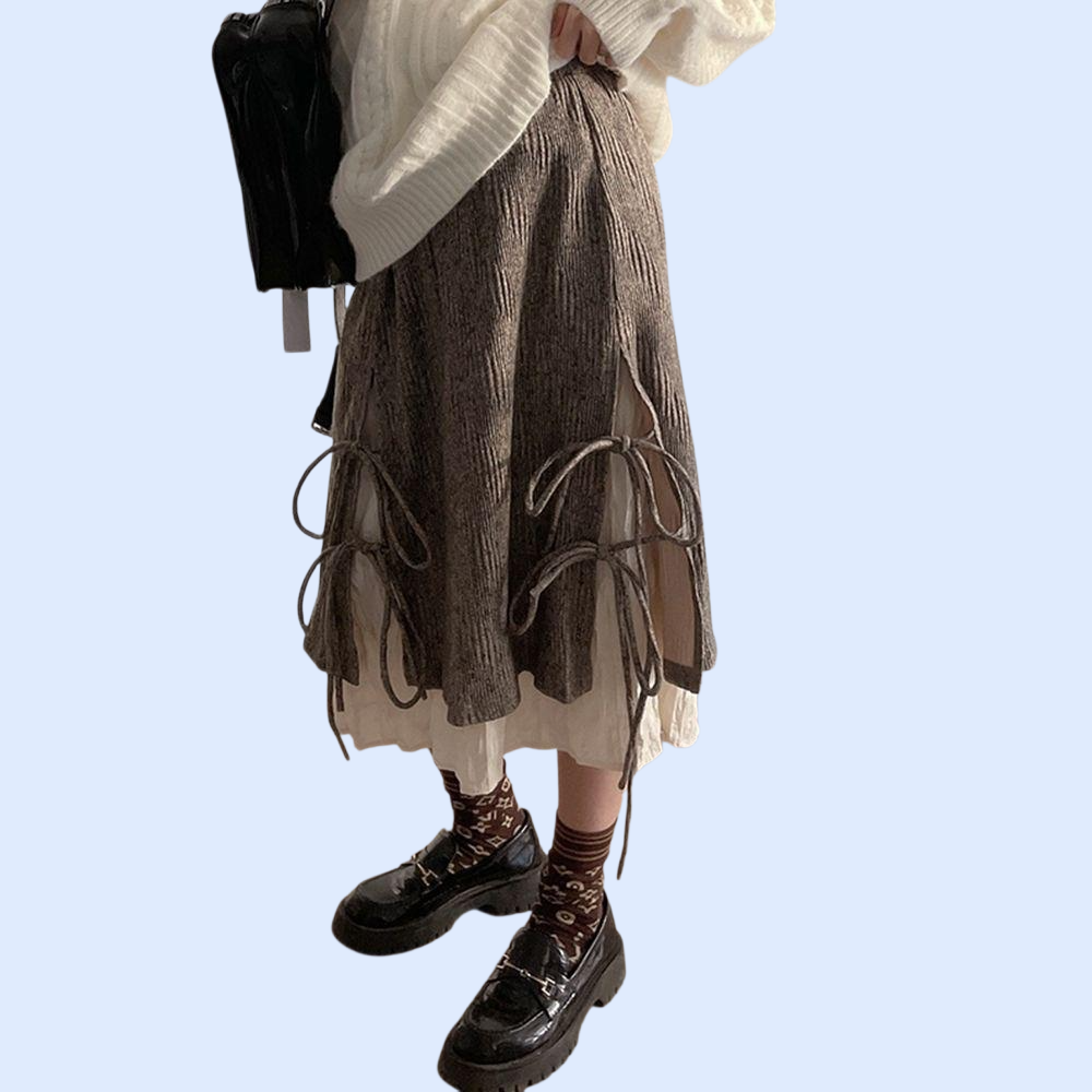 여성용 하이웨이스트 레이어드 스타일 스커트 가을겨울 신상