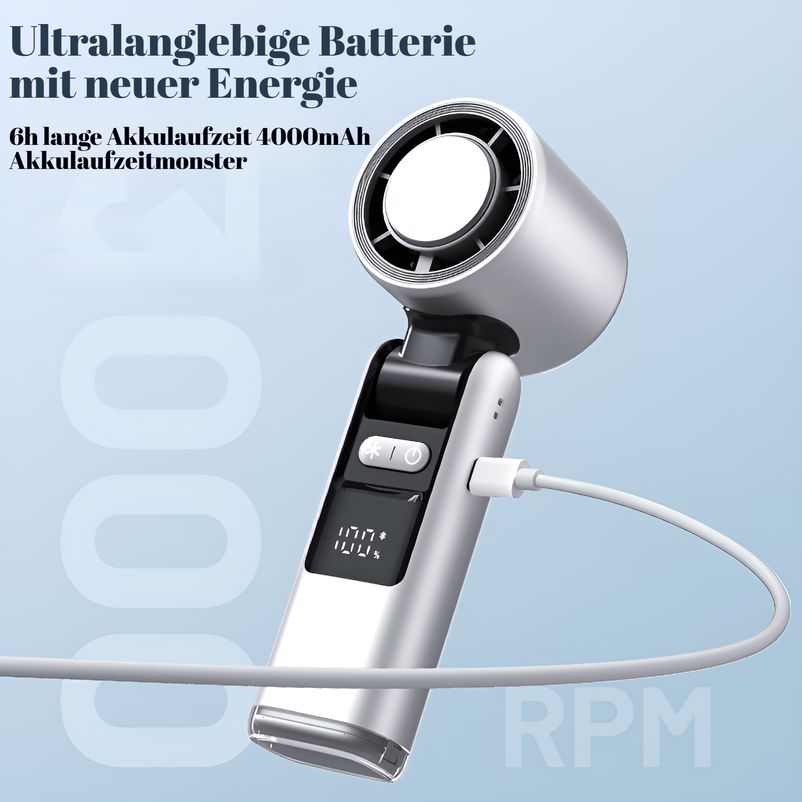 2025 neuer faltbarer Hochgeschwindigkeits-Handventilator zur Eiskühlung, kleiner Ventilator mit Digi