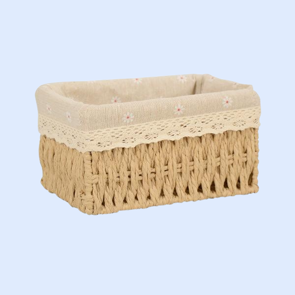 織布桌面收納籃 玩具鑰匙收納框 藤編收納籃