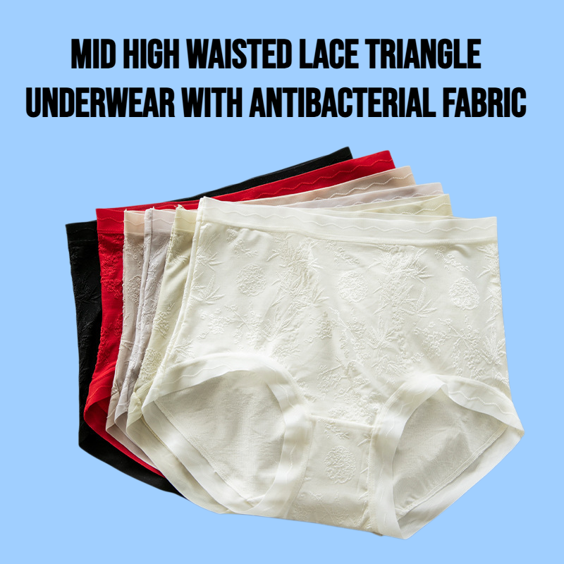 Ladies' lace mid high waisted antibacterial triangle underwear