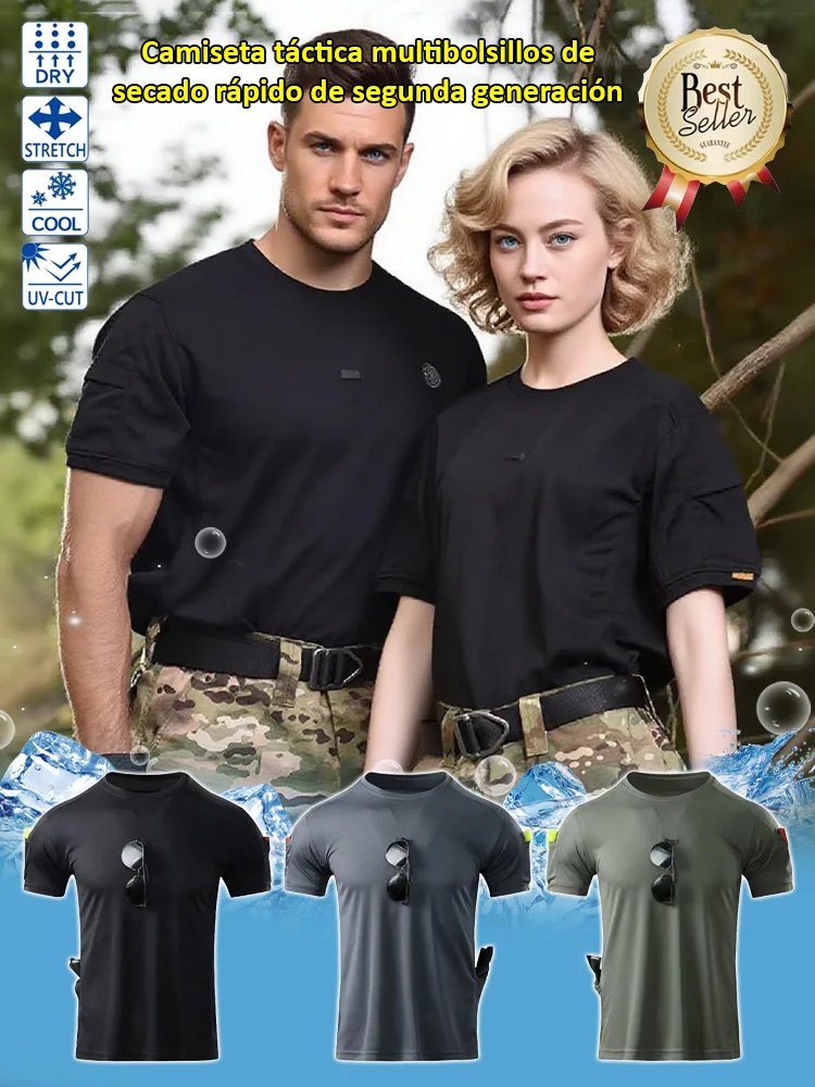 Camiseta táctica multibolsillos de secado rápido