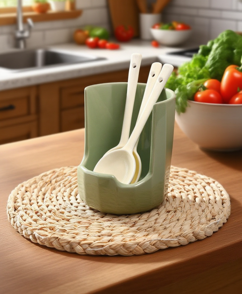 湯勺鍋鏟立式置物架防滴水設計