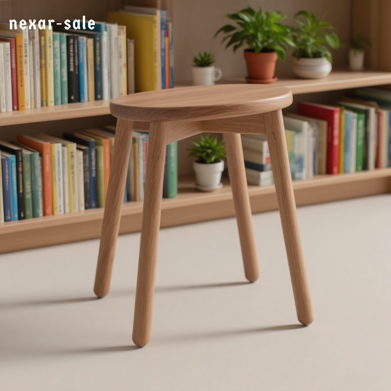 Kleiner runder Hocker aus Massivholz