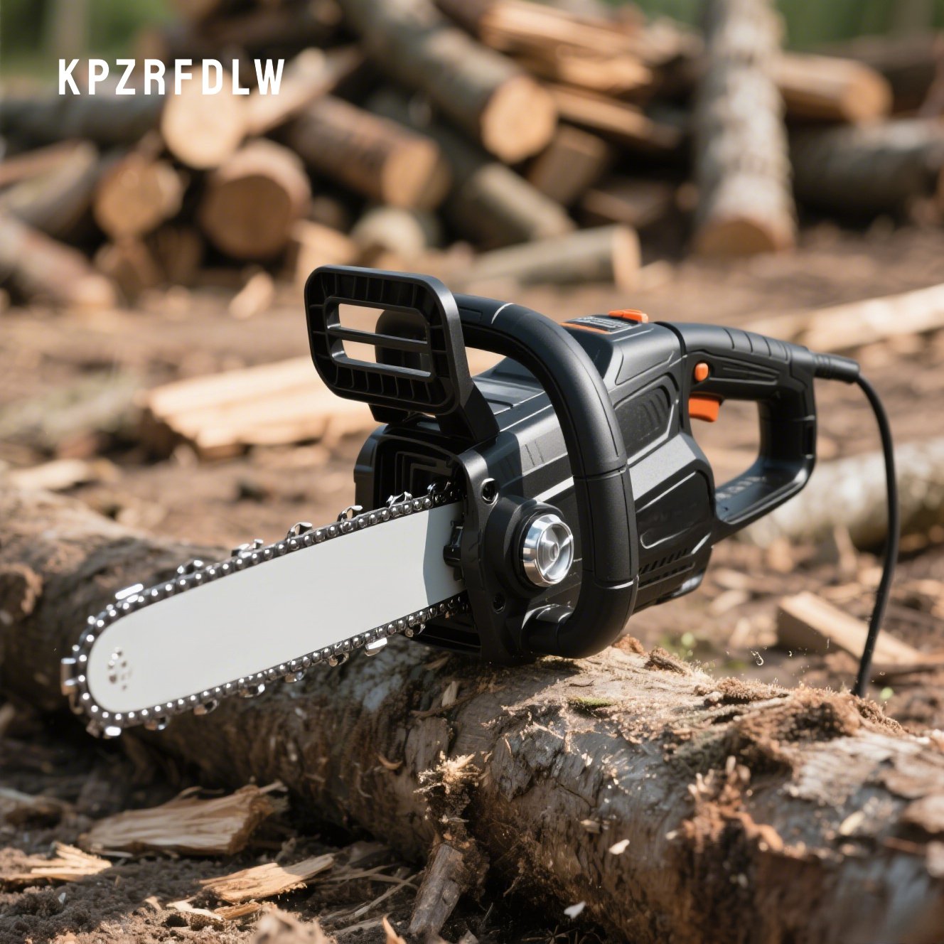 ガーデニング作業中の電動のこぎり