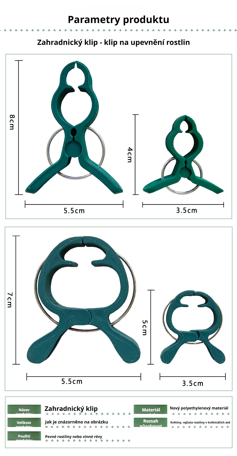 Detail plastové sponky pro zahradnictví