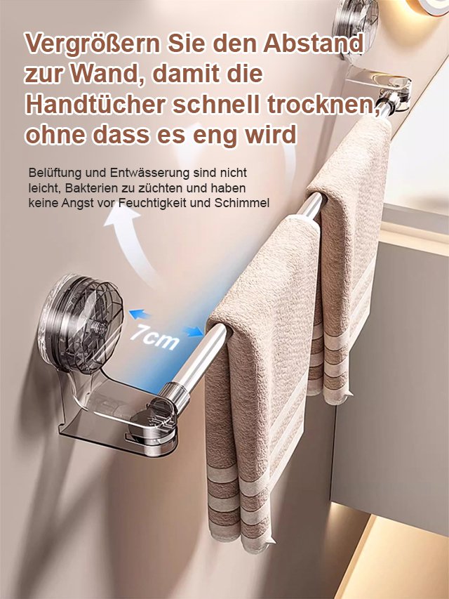 Teleskopische Aufbewahrungsstange mit Saugnapf ohne Bohren