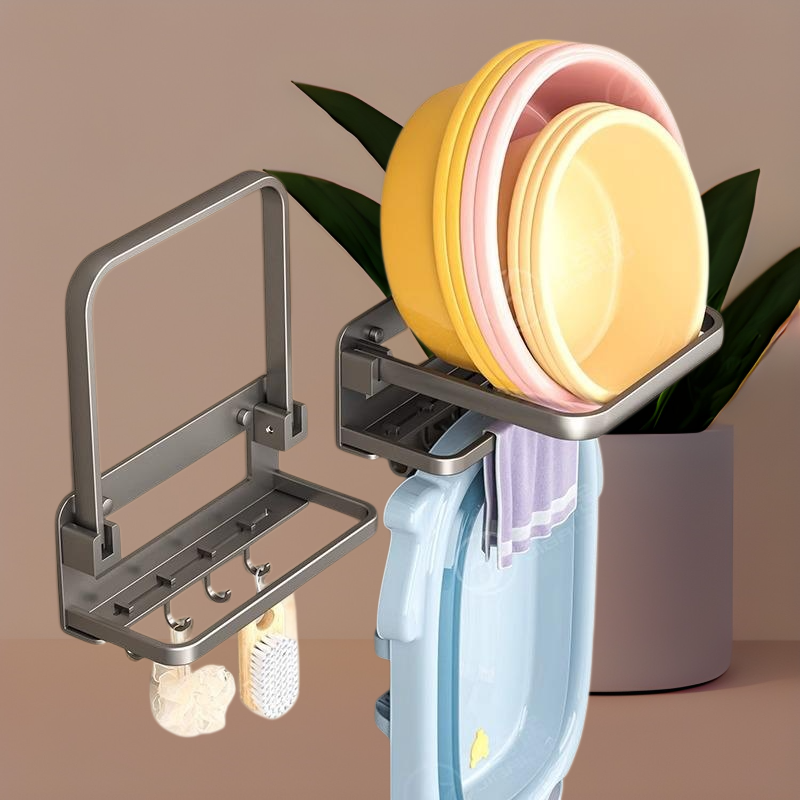 . Praktický koupelnový držák na umyvadlo bez vrtání – domácí úložný stojan