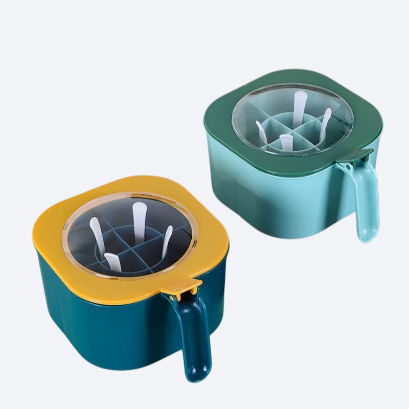 キッチン4段一体蓋付き調味料入れ