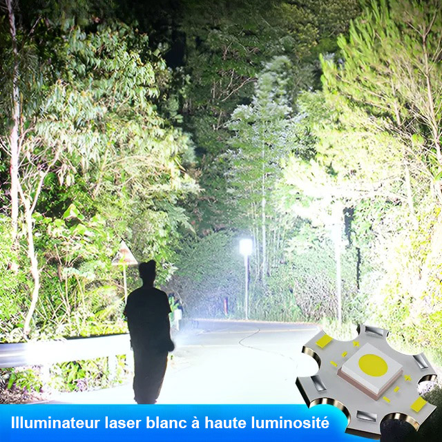 Lampe de poche laser blanche télescopique à longue portée