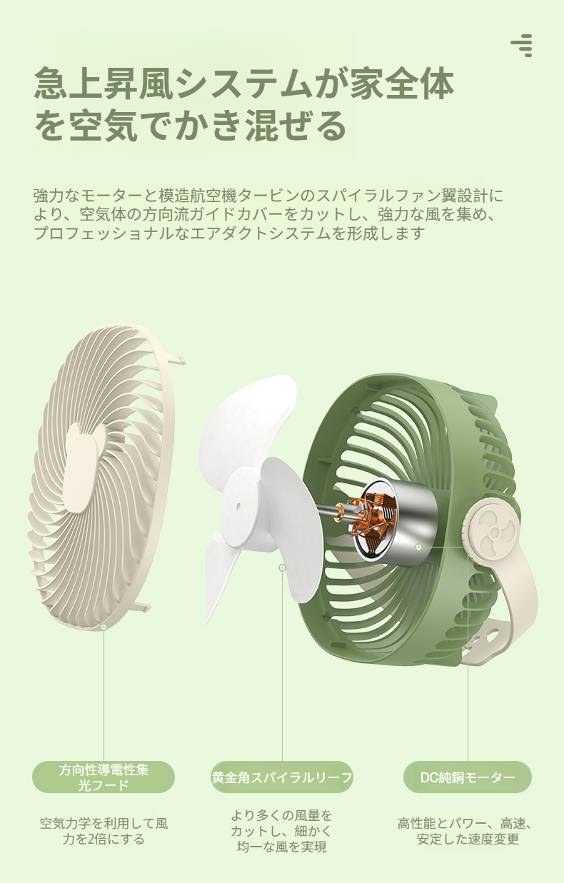 USB充電ポート付き扇風機の詳細画像