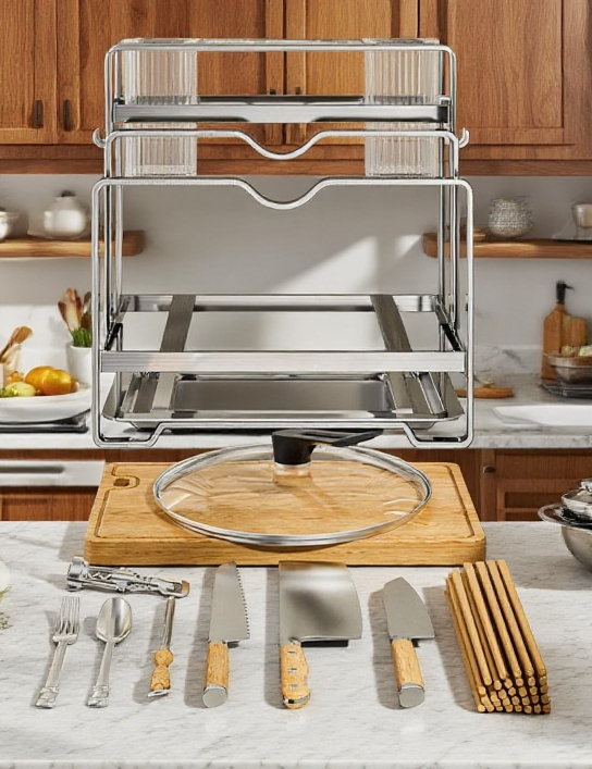 現代廚房收納架擺放效果