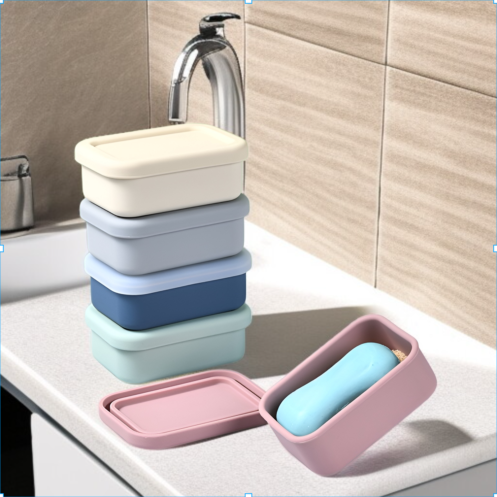 JMY-シリコンソープボックスアウトドア旅行多機能ポータブル収納ボックスプラスチックソープボックス排水ソープボックス