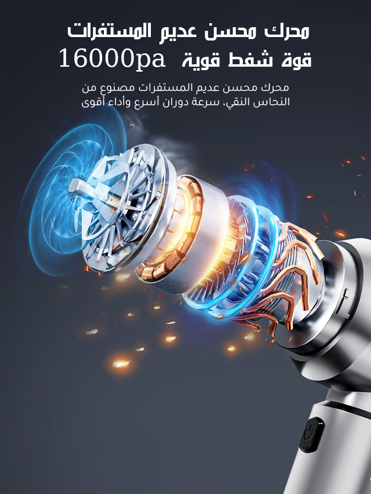 مكنسة كهربائية لاسلكية للسيارة 4 في 1 (وظيفة النفخ / الشفط / تفريغ الهواء / النفخ) 