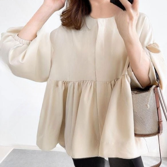 인형 셔츠 암문 라운드 루즈 인형 셔츠 암문 라운드 탑