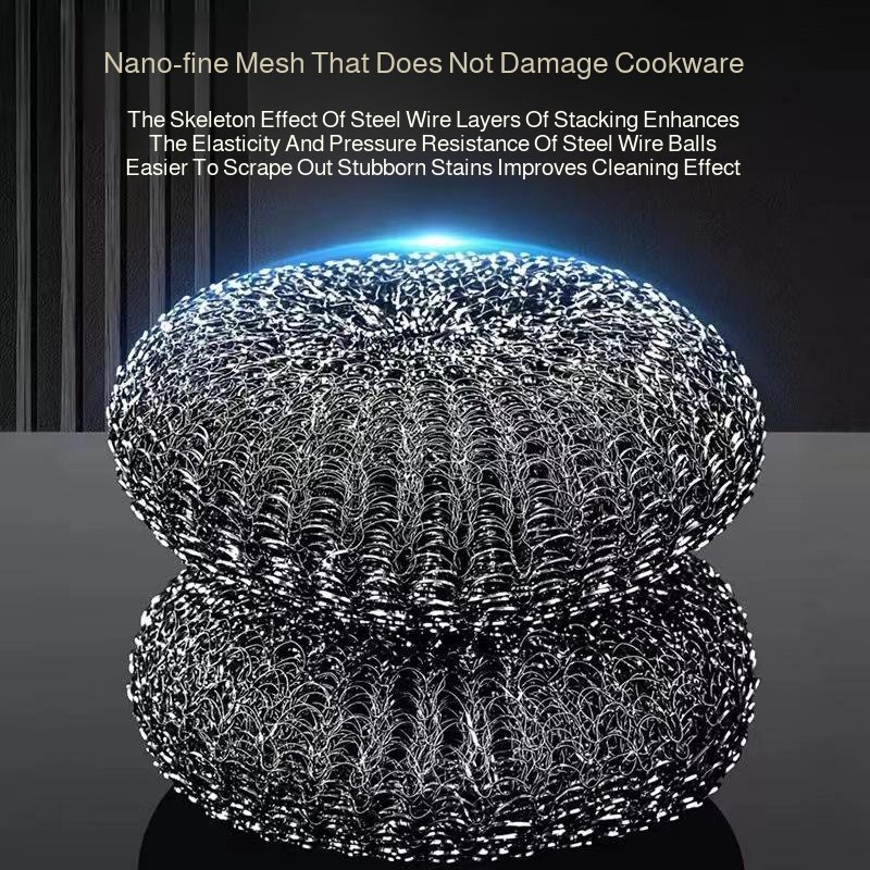 Household stainless steel pot brush extended kitchen special pot brush artifact cleaning brush long 