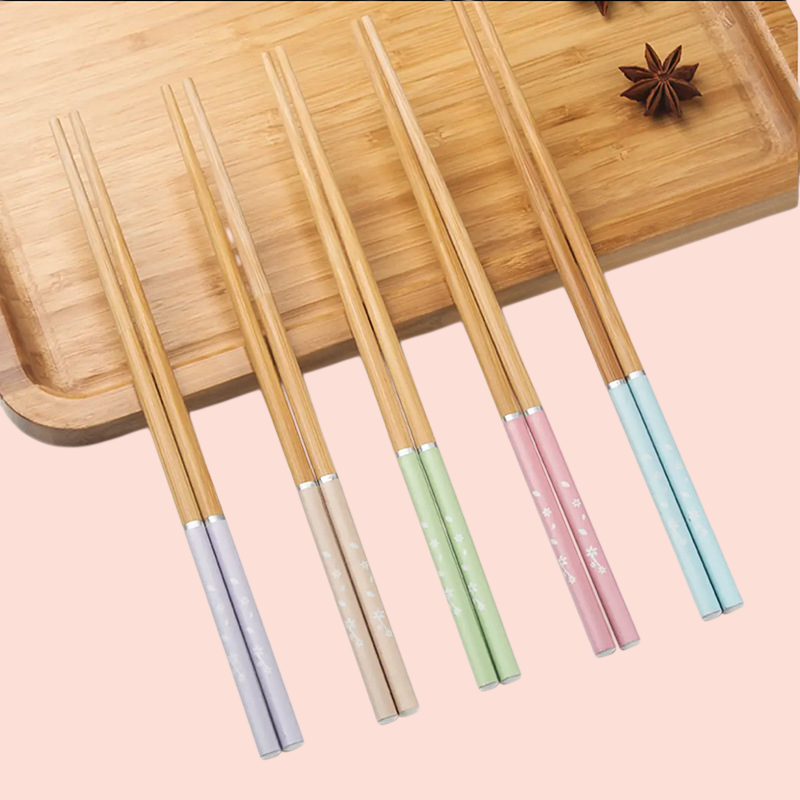 家庭用竹製箸10膳 楠竹プリント箸