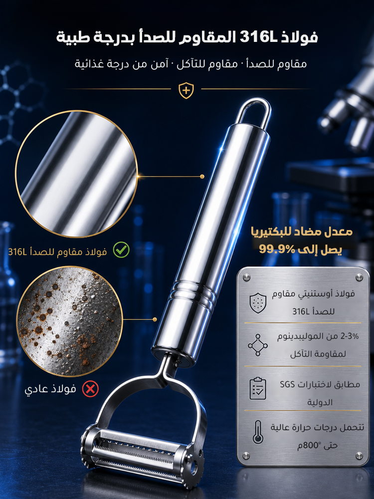 مجموعة مقشرة ومبشرة متعددة الاستخدامات فائق الحدة، من 3 قطع