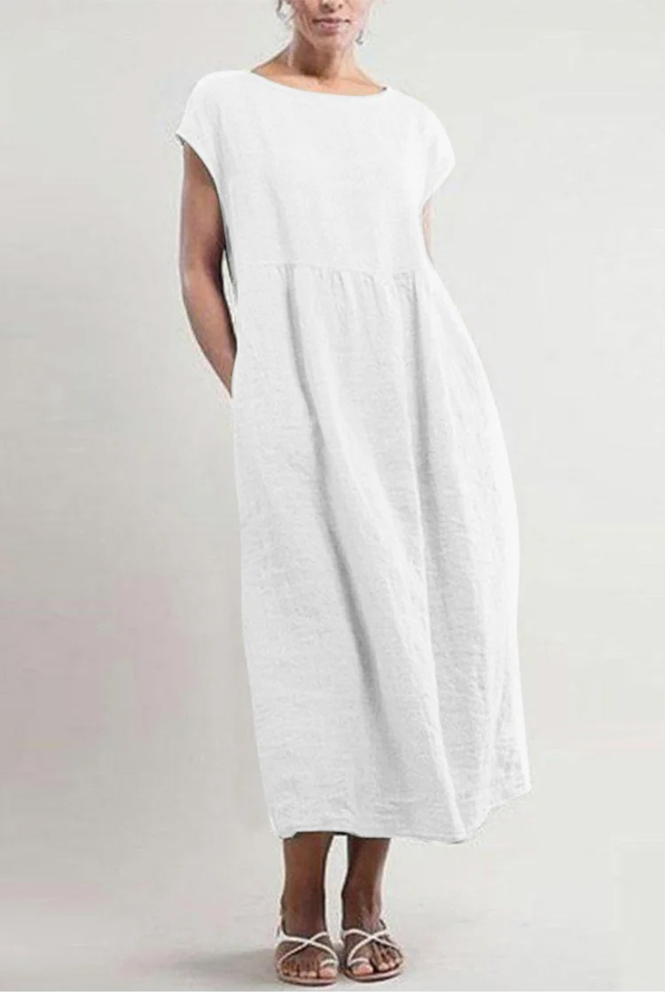 通気性に優れた綿麻ワンピース