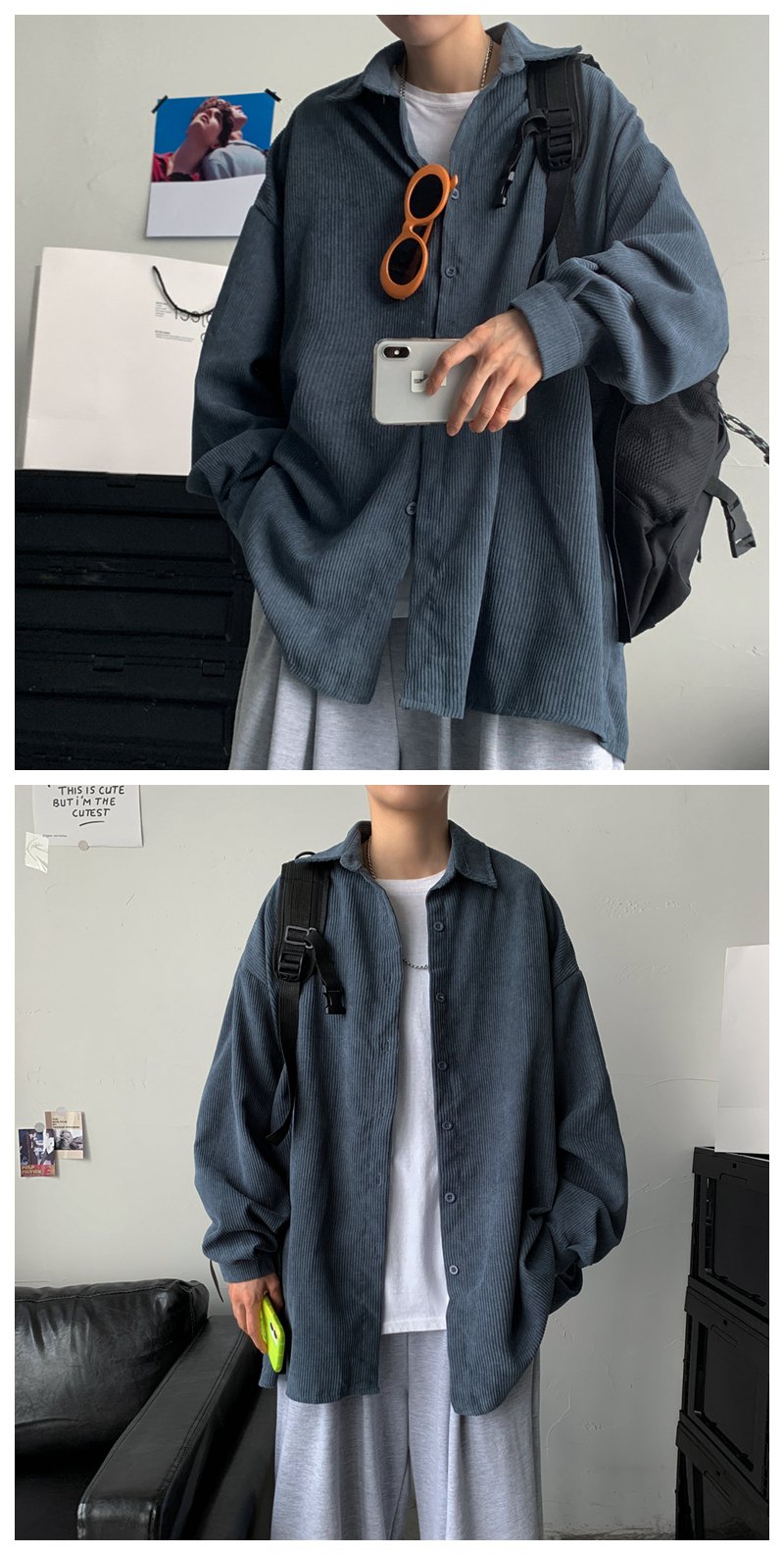 ゆったりシルエットが特徴のカジュアルシャツ