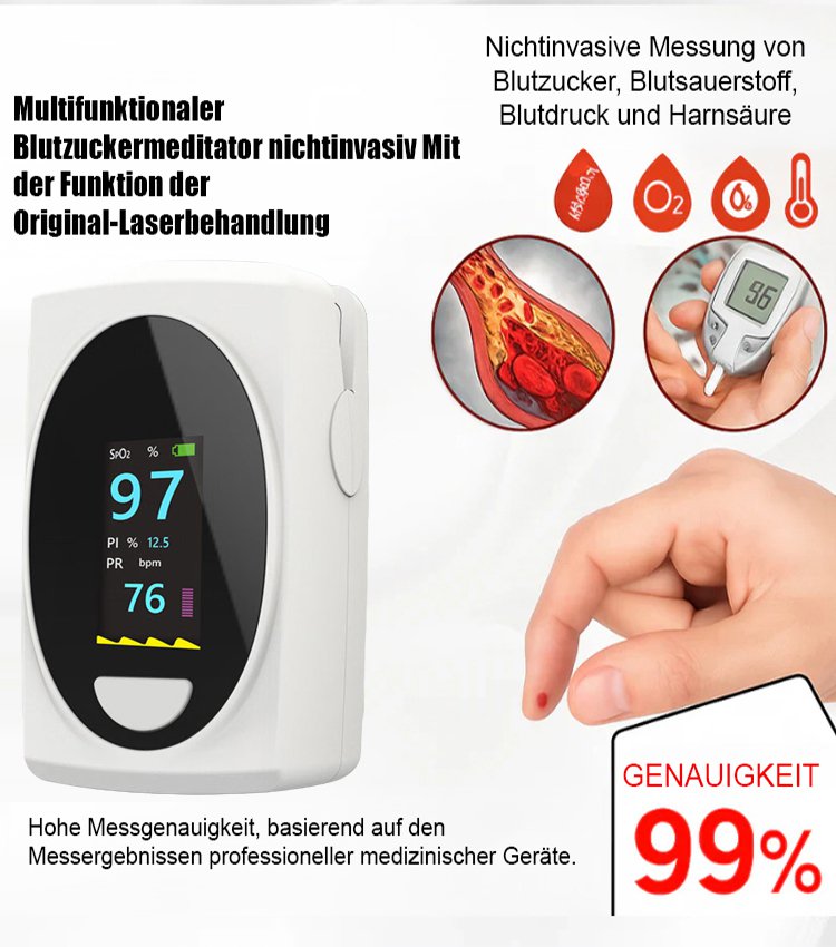 【Kein Stechen, Genauigkeit 99%】Fortschrittliches Blutzuckermessgerät