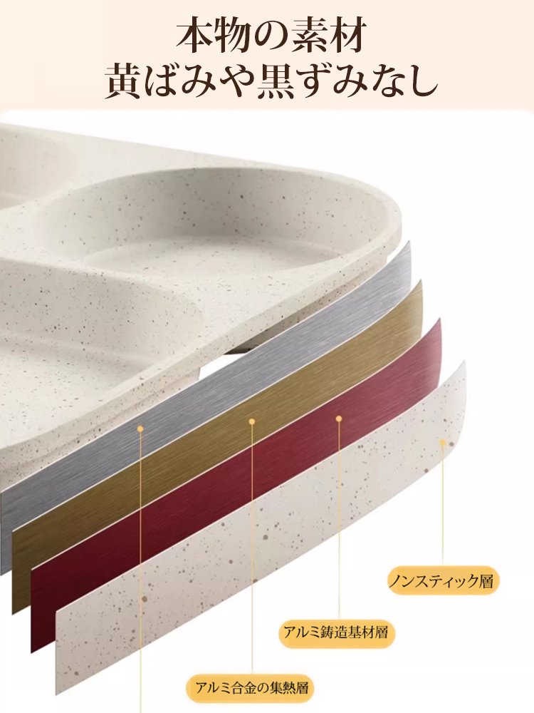 仕切り付き朝食用麦飯石フライパン