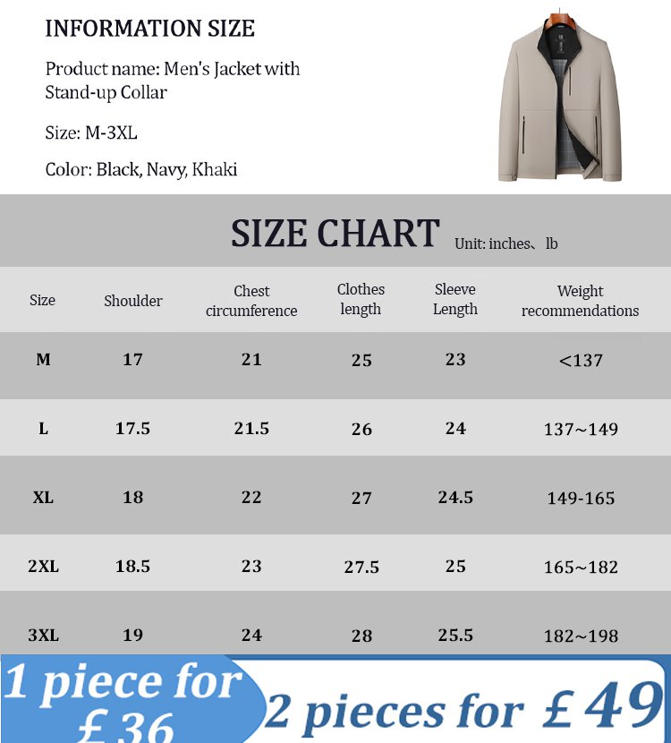 Men's Jacket with Stand up Collar
