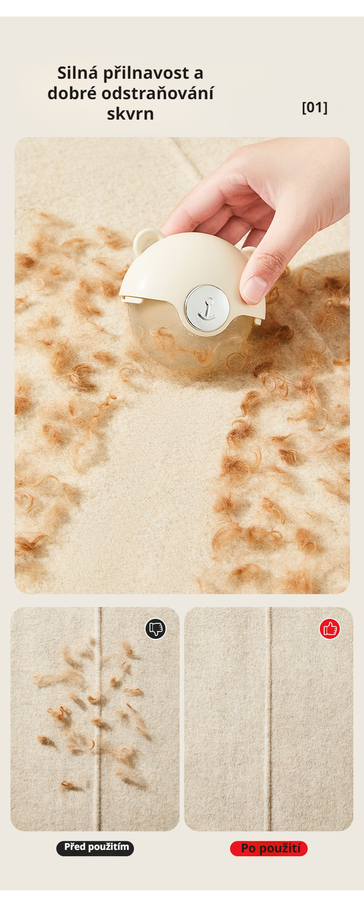 Přenosný odstraňovač chlupů na oblečení