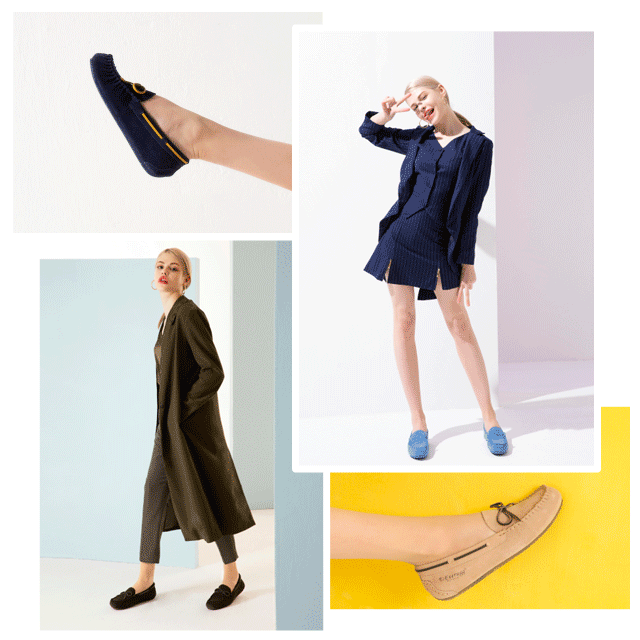 다양한 색상 여성용 안감 기모 모카신 로퍼 퍼 신발