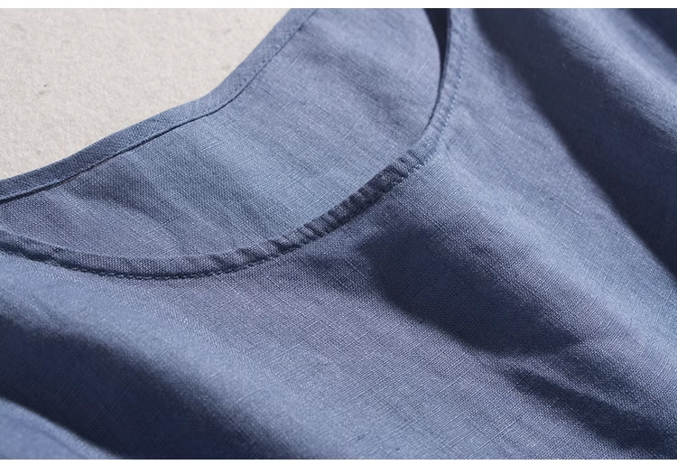 デイリーに活躍する半袖綿麻ロングワンピース