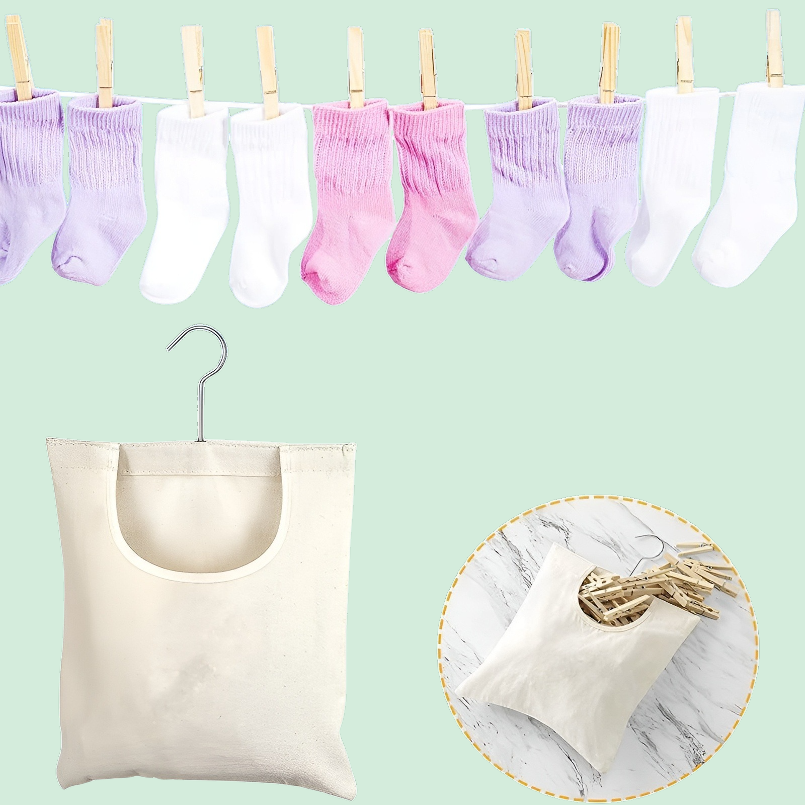 JMY-洗濯ばさみバッグ 洗濯ばさみ収納バッグ キャンバス吊り下げ キャンバス アウトドア吊り下げ 洗濯ばさみ収納バッグ