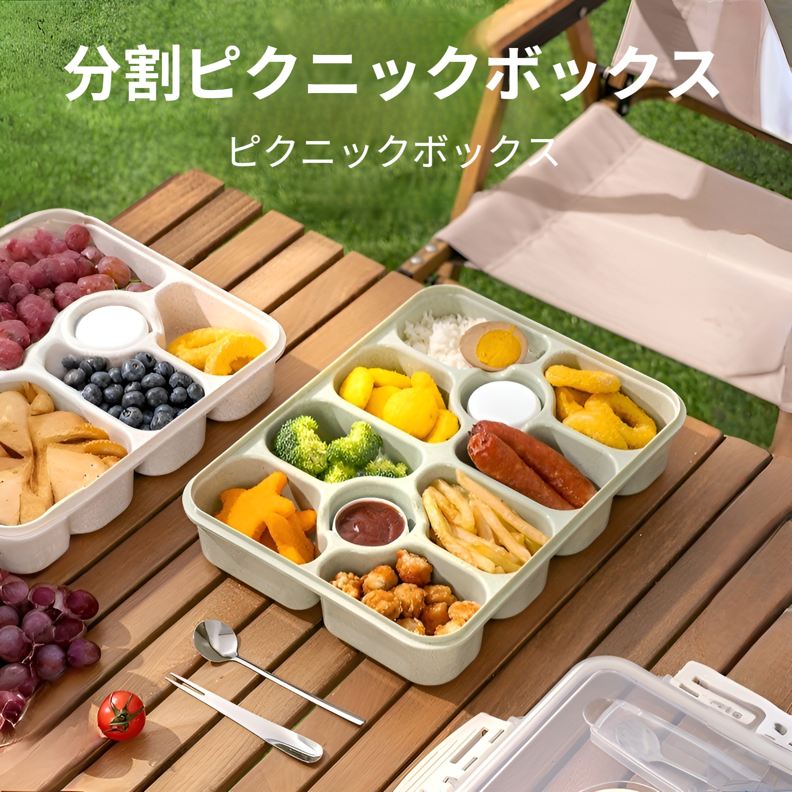 ポータブルマルチコンパートメントランチボックスオリジナルスナックボックスコンテナ分割防臭フルーツスナック収納ボックス