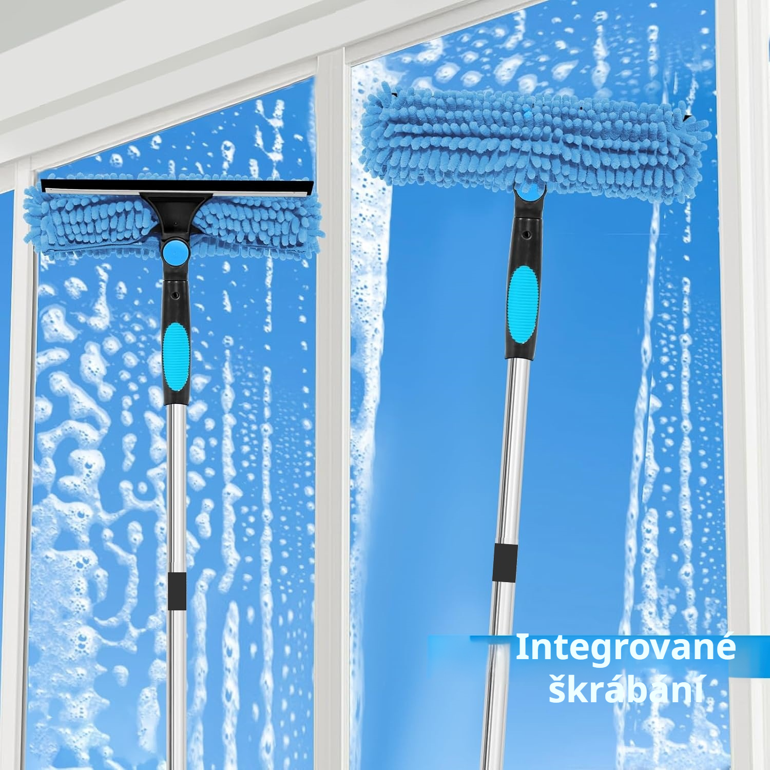 Oboustranný čistič oken a skla, multifunkční čisticí nástroj