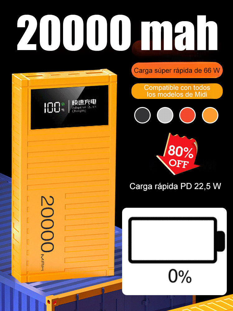 【20000mAh contenedor】Nuevo modelo de banco de energía con carga rápida súper de 66W