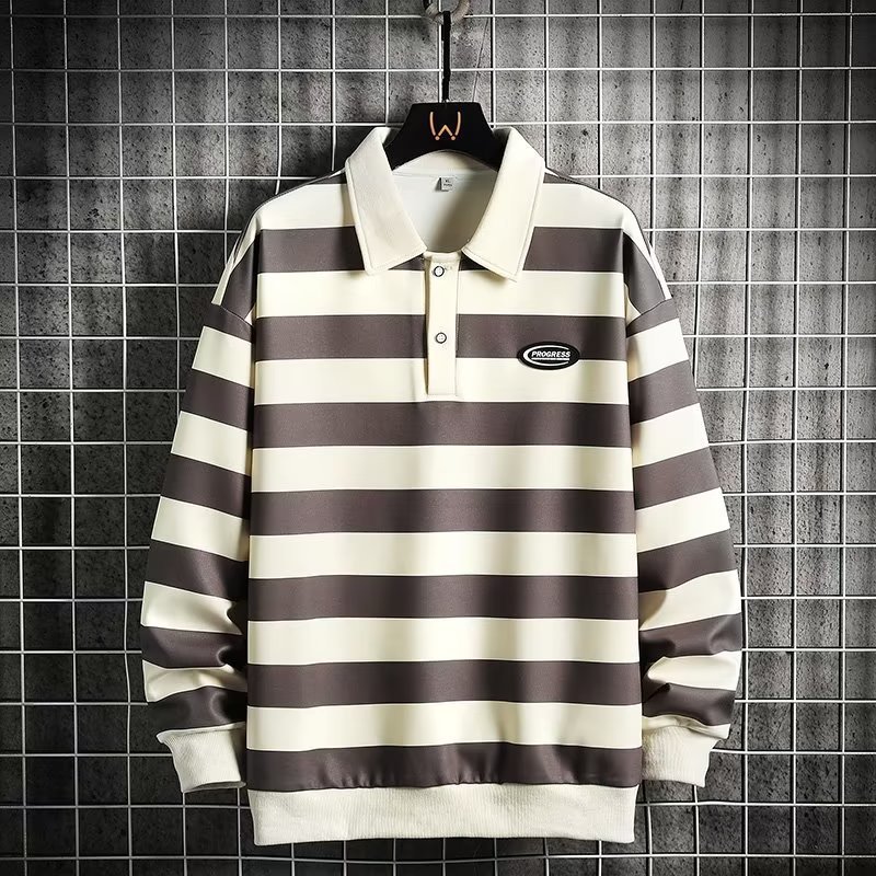 ルーズフィットストライプロングスリーブTシャツ