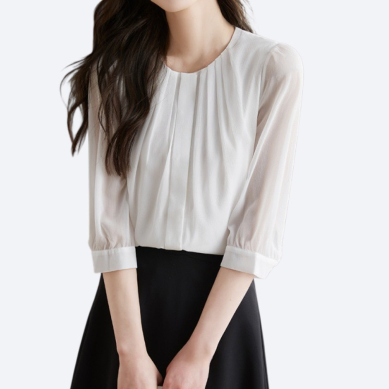 여성용 여름 7부 블라우스