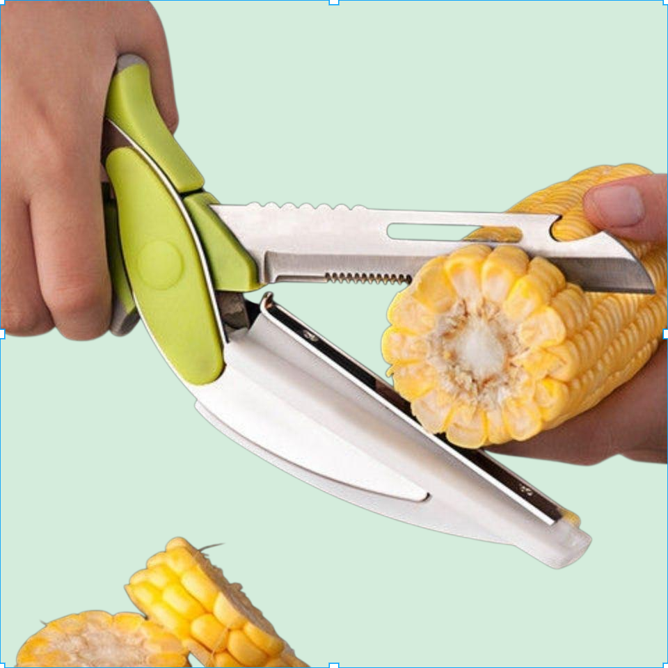 سكين ومقص طعام من الفولاذ المقاوم للصدأ ومقص مطبخ للفاكهة والخضروات