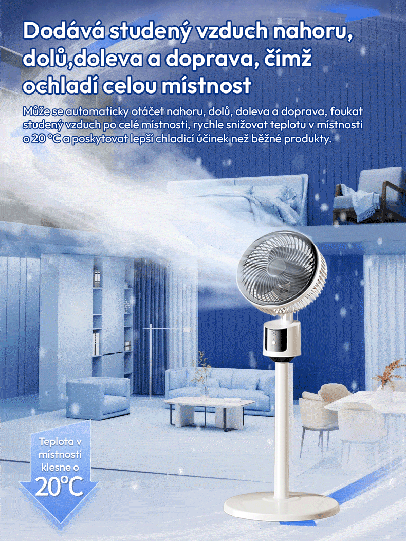 Ultra tichý podlahový energeticky úsporný cirkulační ventilátor