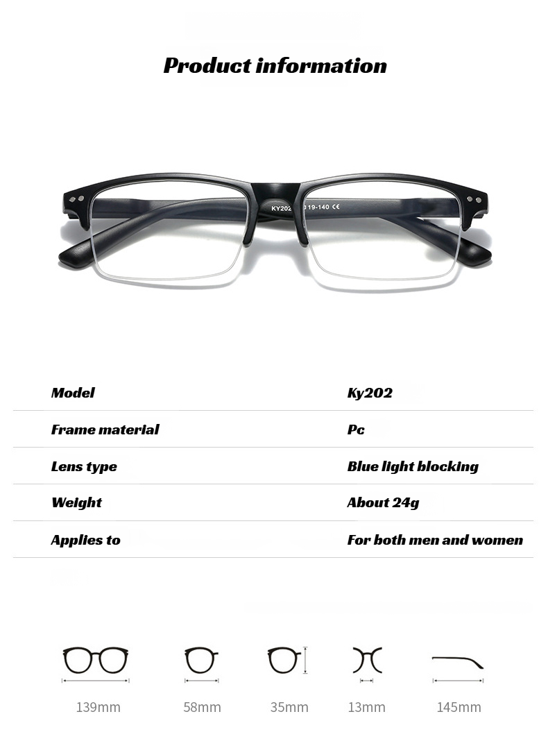 Stylish leisure reading glasses with blue light protection