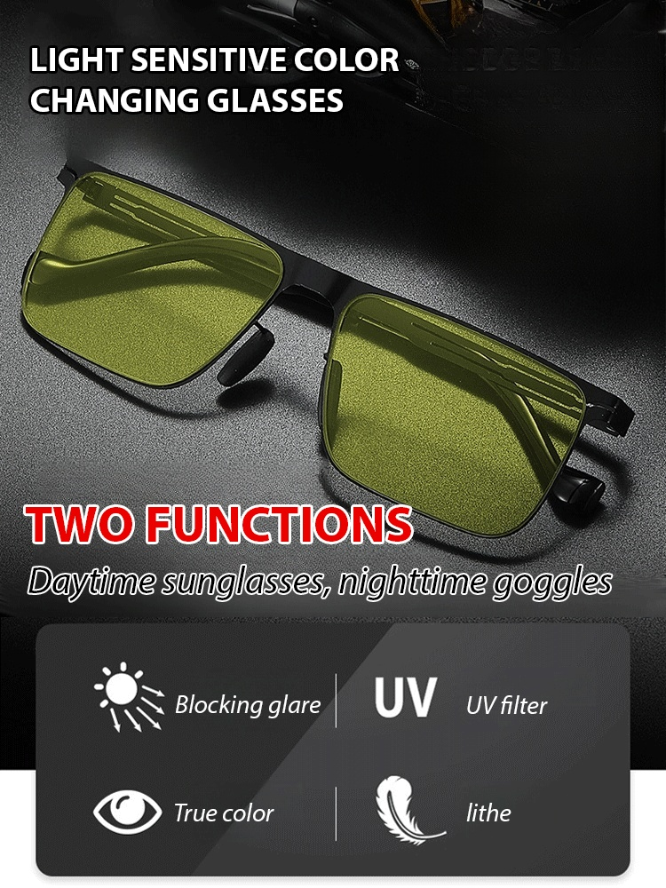 Stainless Steel Nylon Square Color Changing Glasses