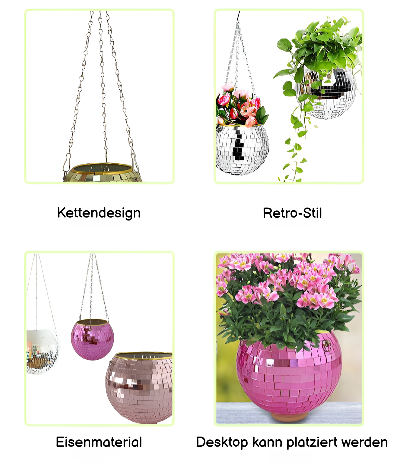 Kreativer Pflanztopf im Disco-Design für Zuhause