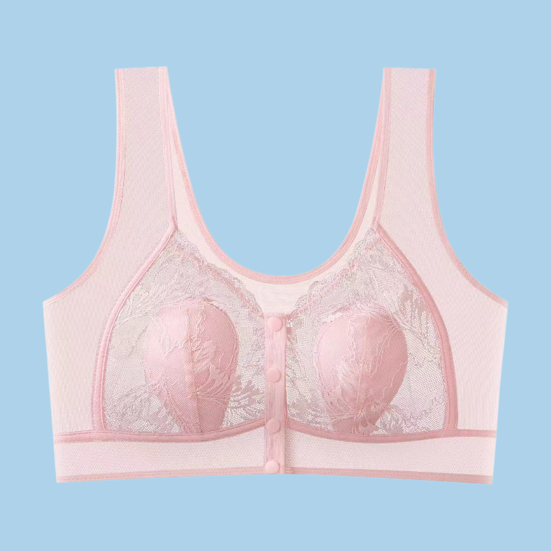 超薄レースフロントボタンブラジャー