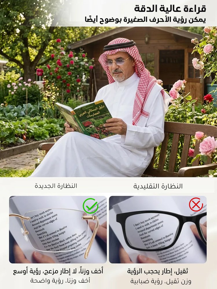 نظارة قراءة عصرية بعدسة متغيرة اللون حسب شدة الضوء بدون إطار 