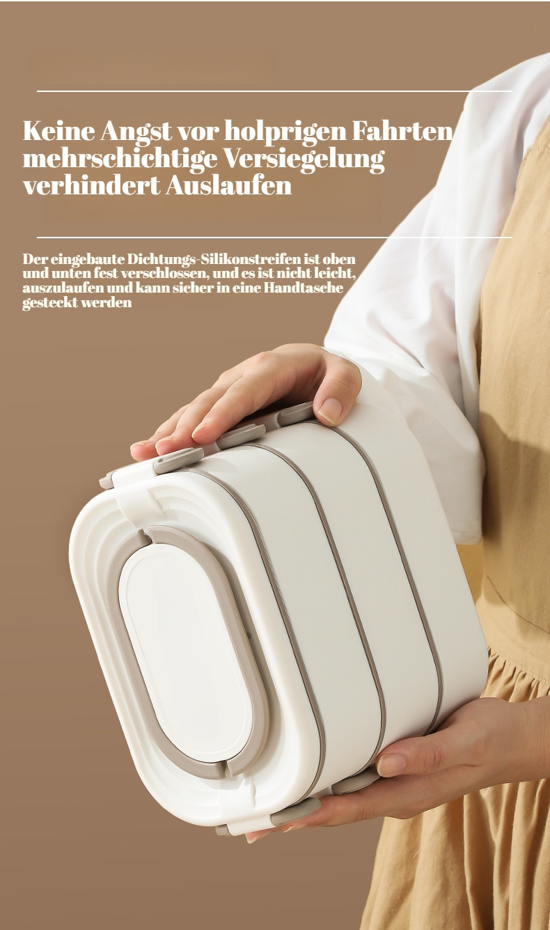 Mikrowellengeeignete Lunchbox aus Edelstahl mit gesundem Mittagessen