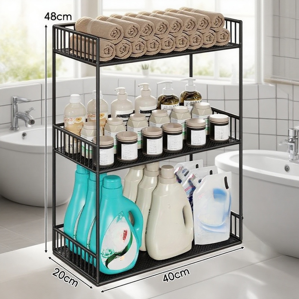 Mosdó alatti fürdőszobai szekrény polcos tároló