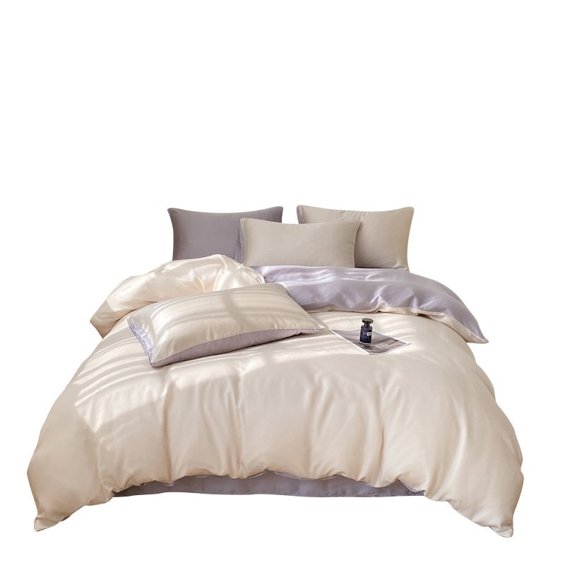 2025년 여름용 순색 아이스 실크 4종 세트 A급 시원한 침대 시트 및 이불 커버