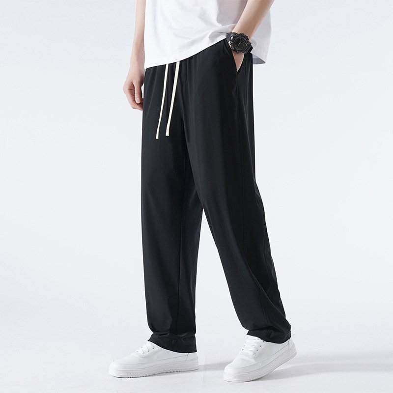 여름용 얇은 루즈핏 스트레이트 아이스 실크 팬츠