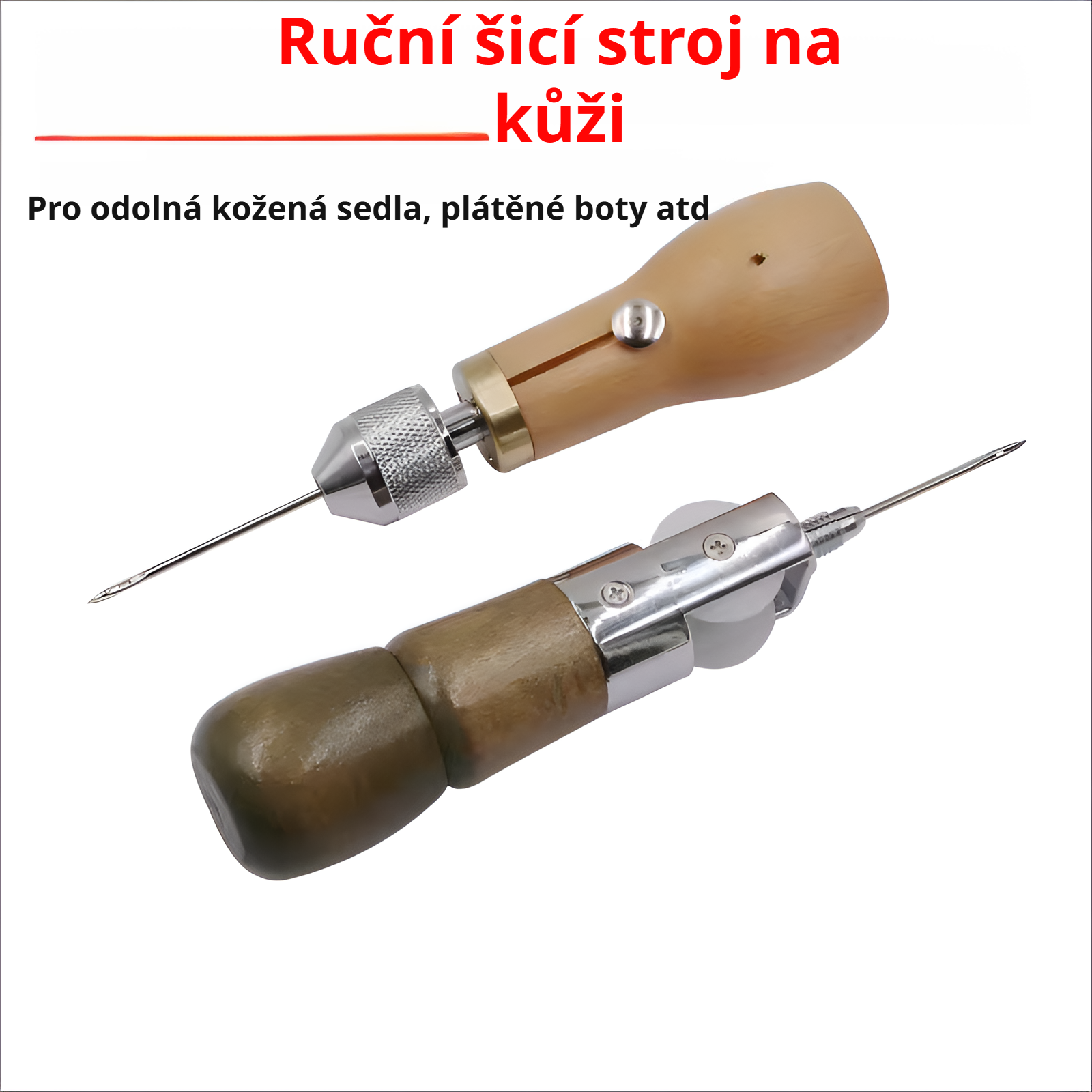 Ruční šicí stroj, DIY kožené řemeslo, nástroje na rostlinně činěnou kůži, šicí šídlo, jehla